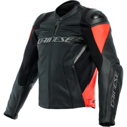 Cazadora Dainese RACING 4 PIEL NEGRA/ROJO FLUOR | Boutique Motor