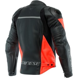Cazadora Dainese RACING 4 PIEL NEGRA/ROJO FLUOR | Boutique Motor